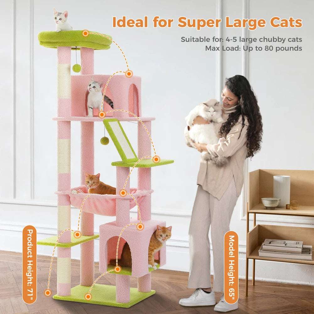 180cm Large Cat Tree Tower with Hammock