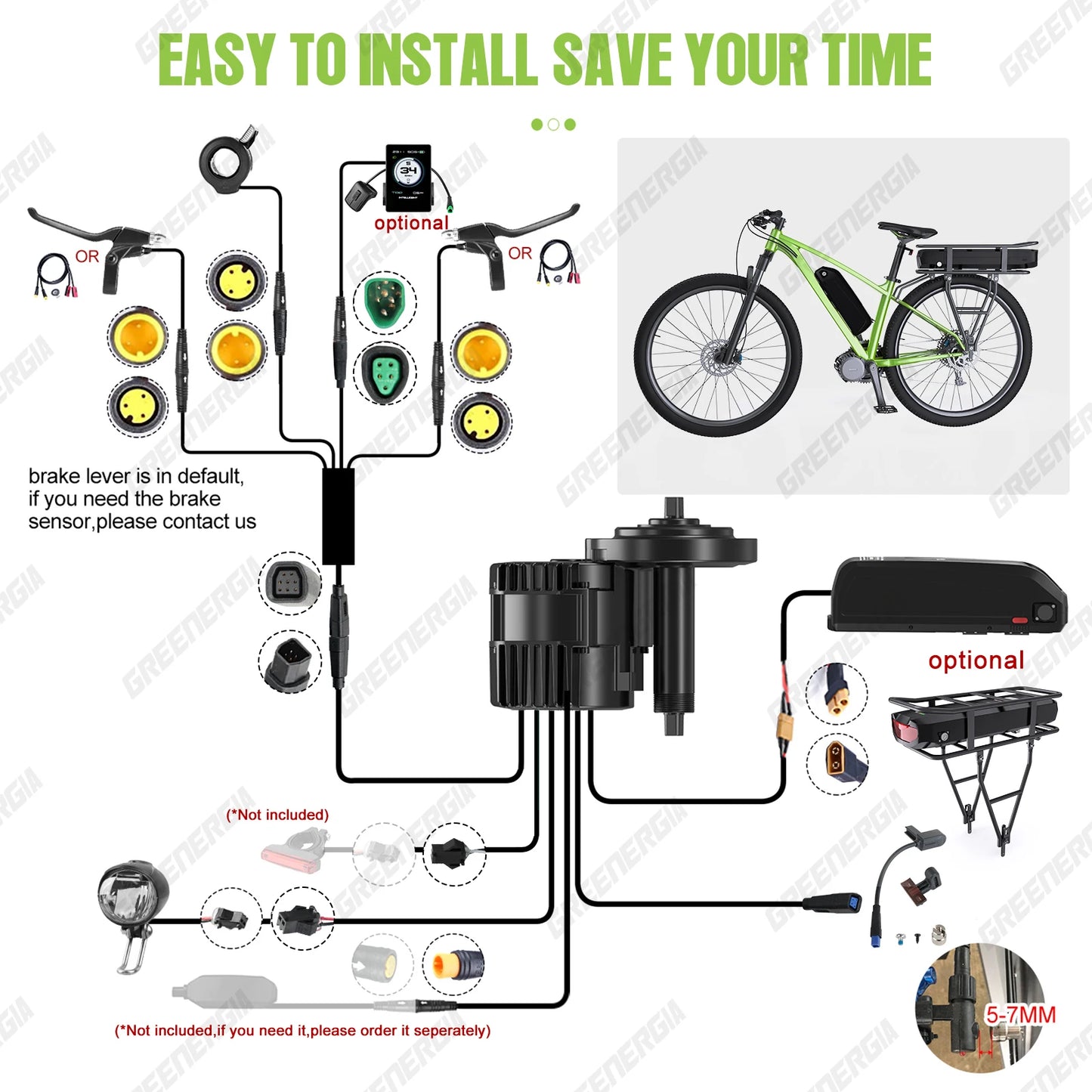 48V 750W Mid Drive Ebike Conversion Kit