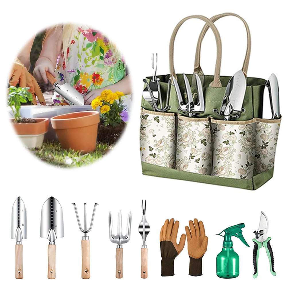 9PCS Garden Tool Set with Tote Bag
