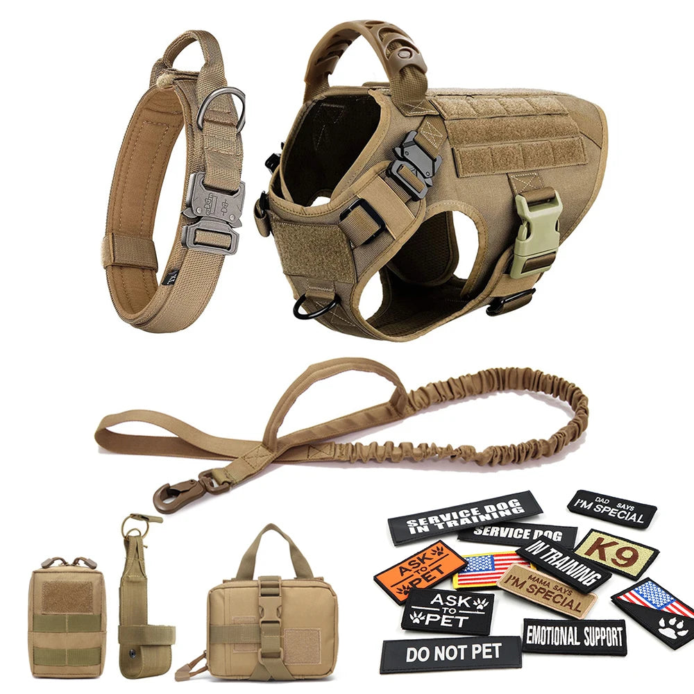 Camouflage Tactical Dog Harness with Leash Set