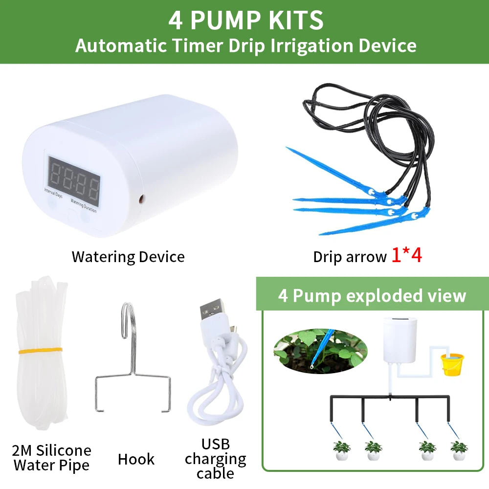 Automatic Timer Drip Irrigation Kit 4/8/12/16 Pump