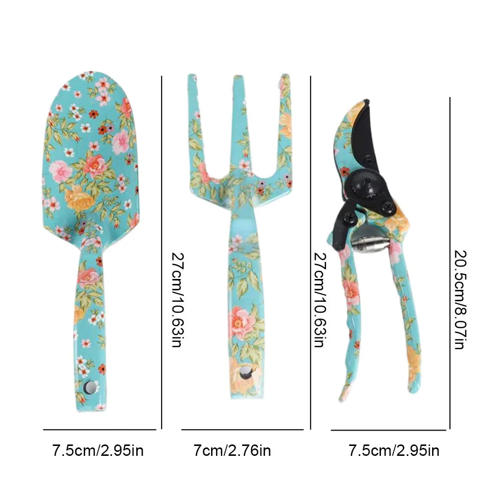 3PCS Floral Garden Tool Set with Pruner