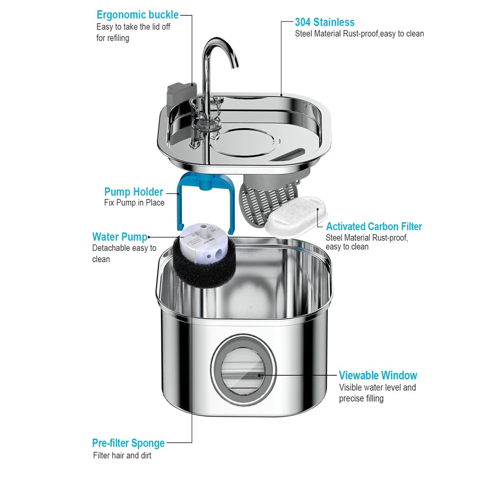Stainless Steel Pet Water Fountain