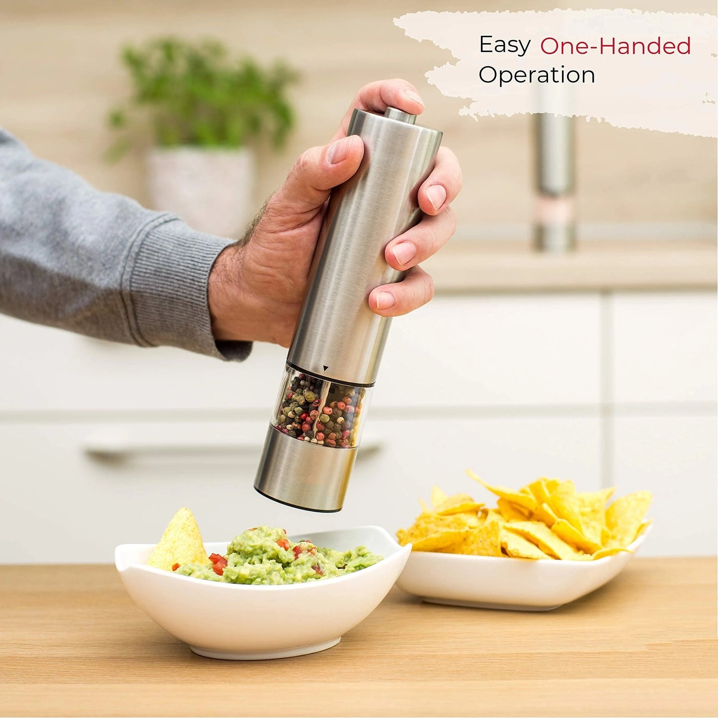 Electric Salt and Pepper Grinder Set with Light