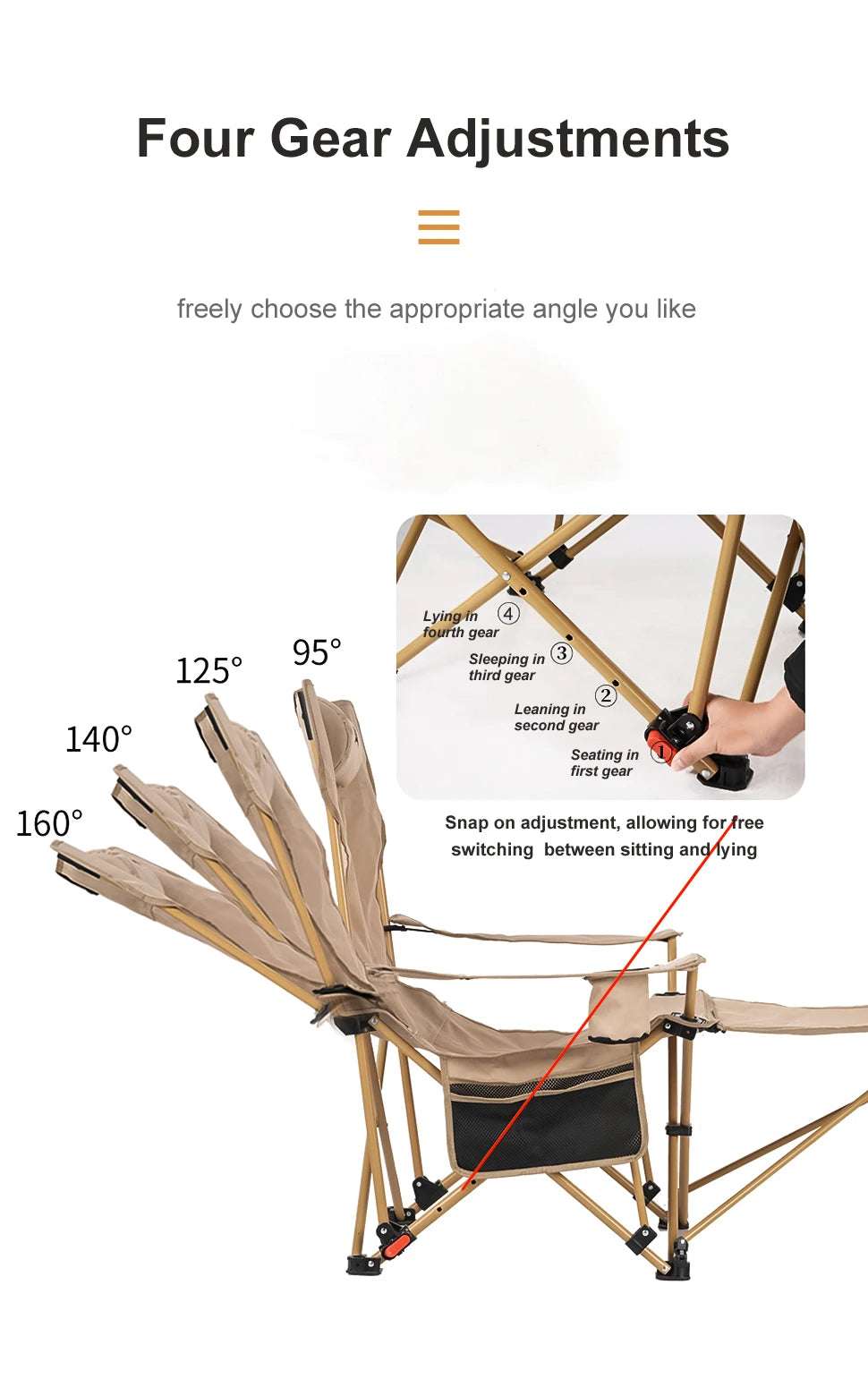 2-in-1 Adjustable Camping Recliner Chair