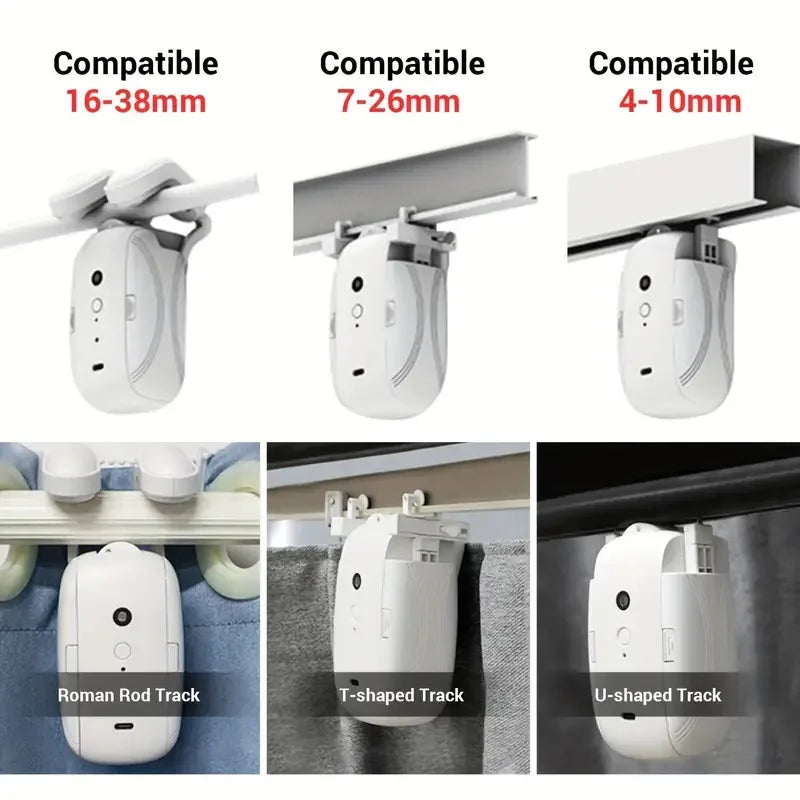 WiFi & Bluetooth Smart Curtain Opener with Remote & App Control