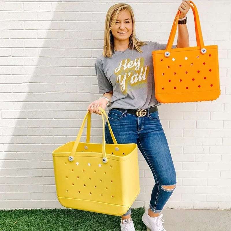 Waterproof EVA Rubber Tote Bag – M/L/XL Beach & Picnic Basket