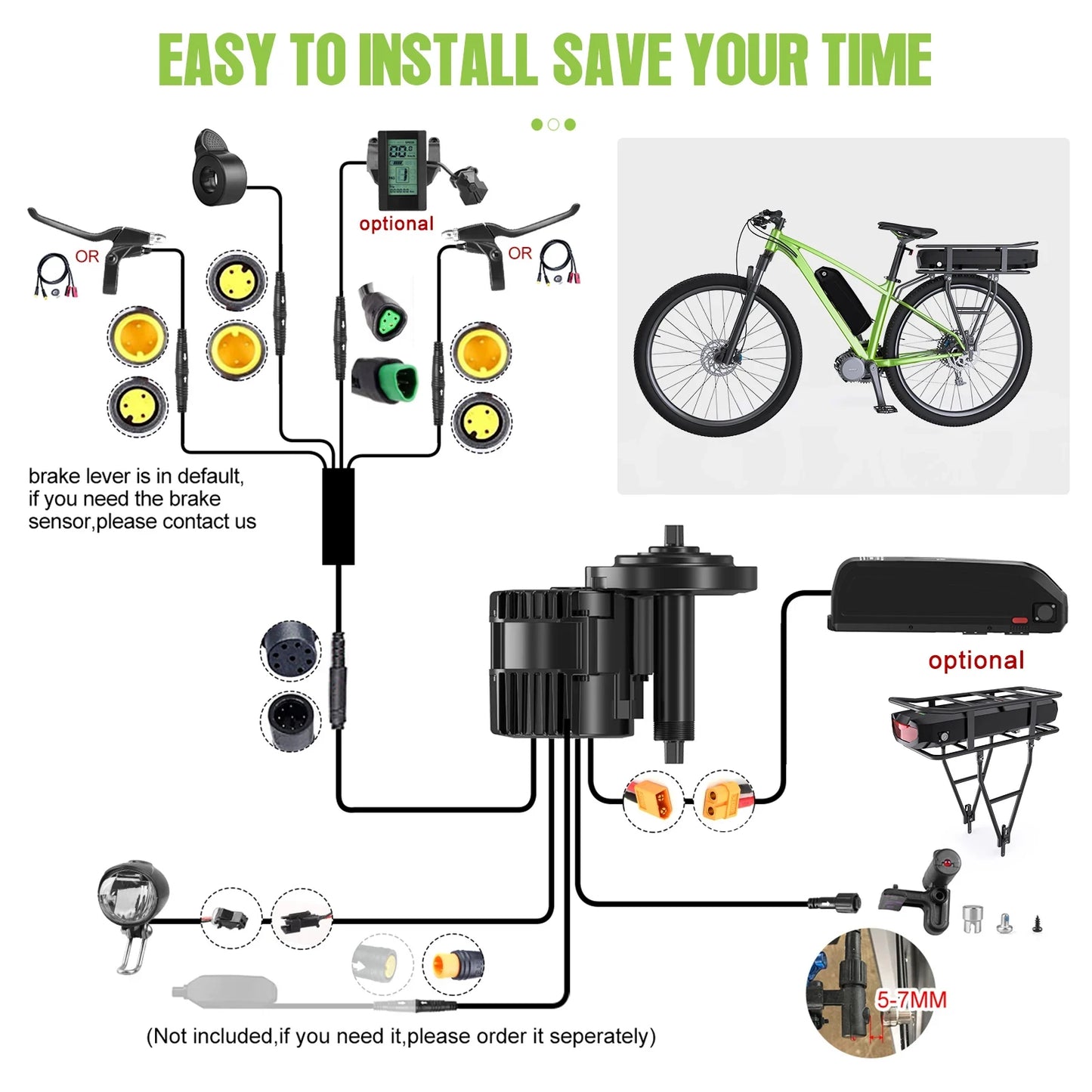 48V 750W Mid Drive Ebike Conversion Kit