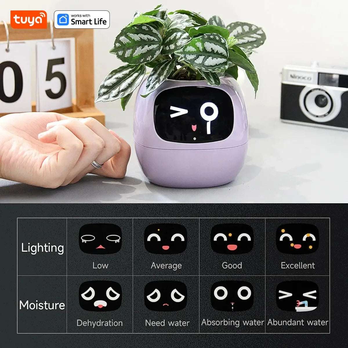 Smart Emoji Plant Pot – AI Interactive Flowerpot