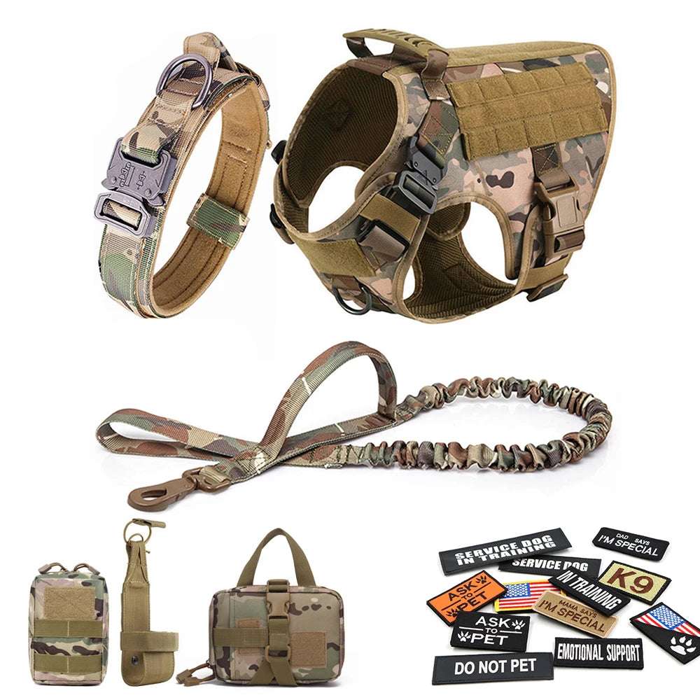 Camouflage Tactical Dog Harness with Leash Set
