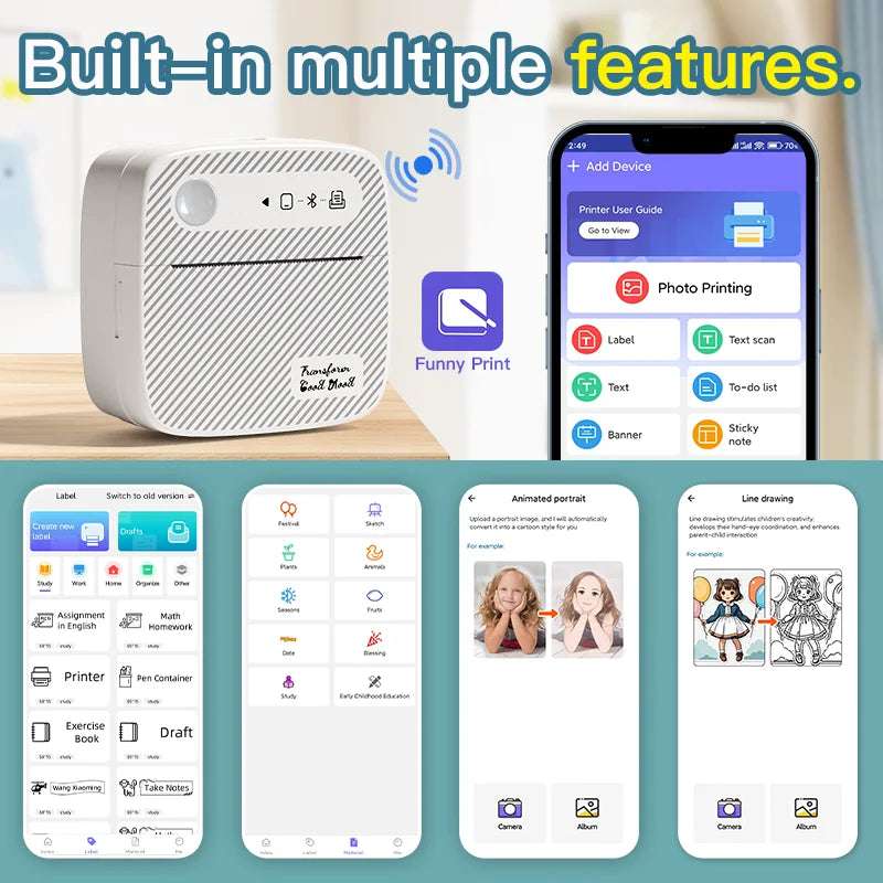 Mini Wireless Thermal Printer – Inkless Pocket Sticker Printer