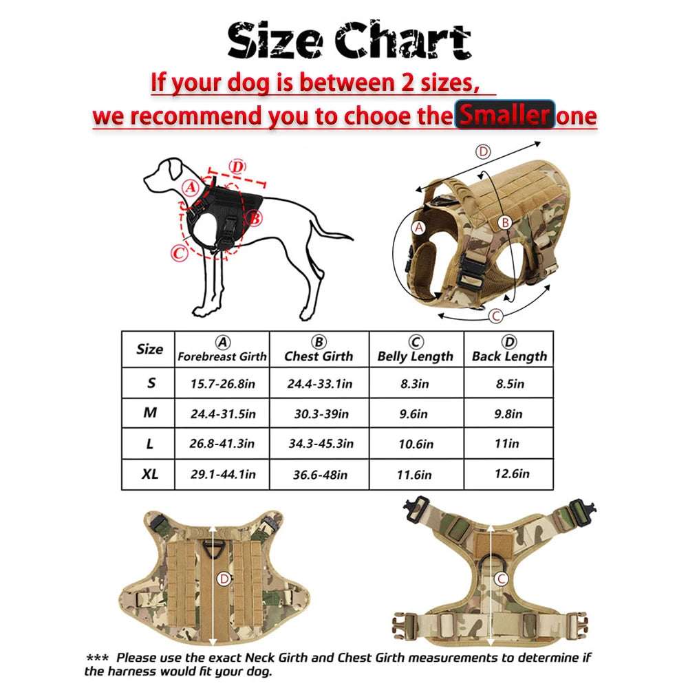 Camouflage Tactical Dog Harness with Leash Set