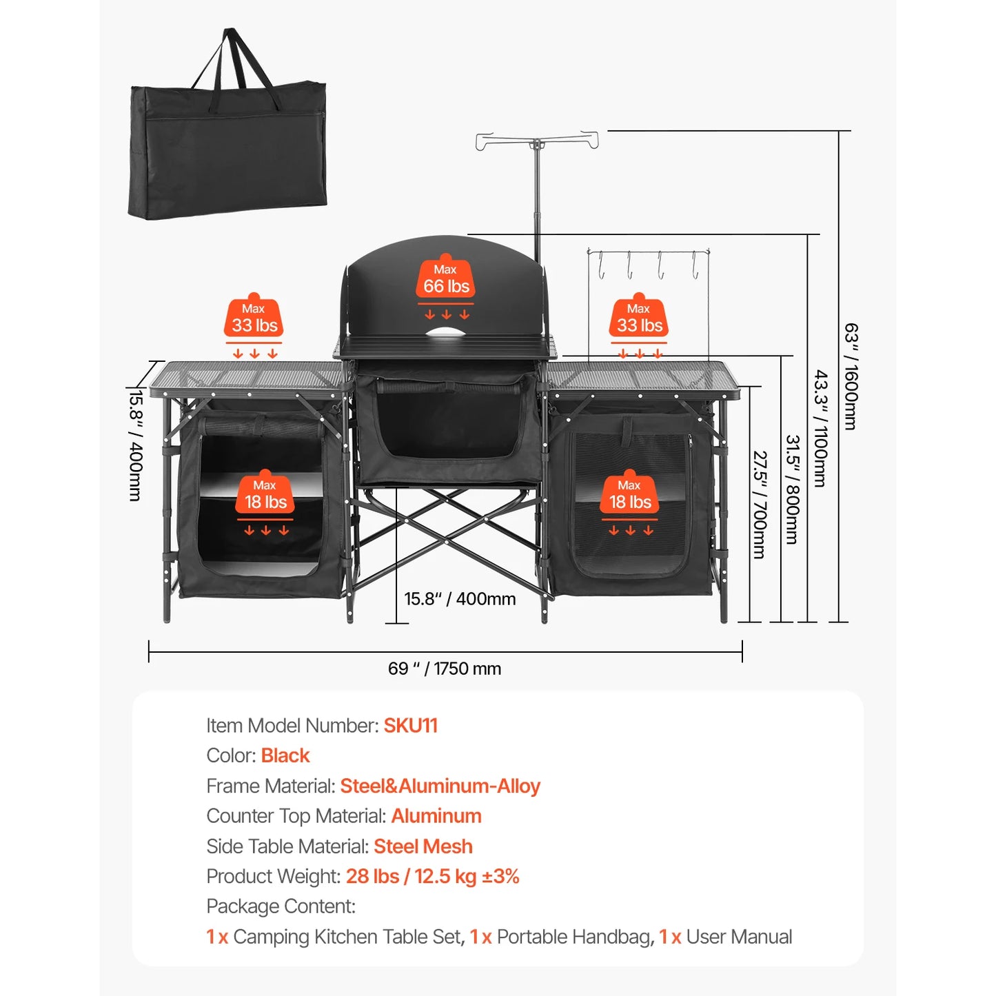 Folding Outdoor Camping Kitchen Grill Station