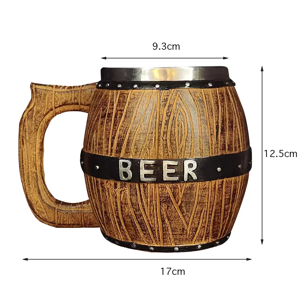 500ml Viking Style Wooden Insulated Mug