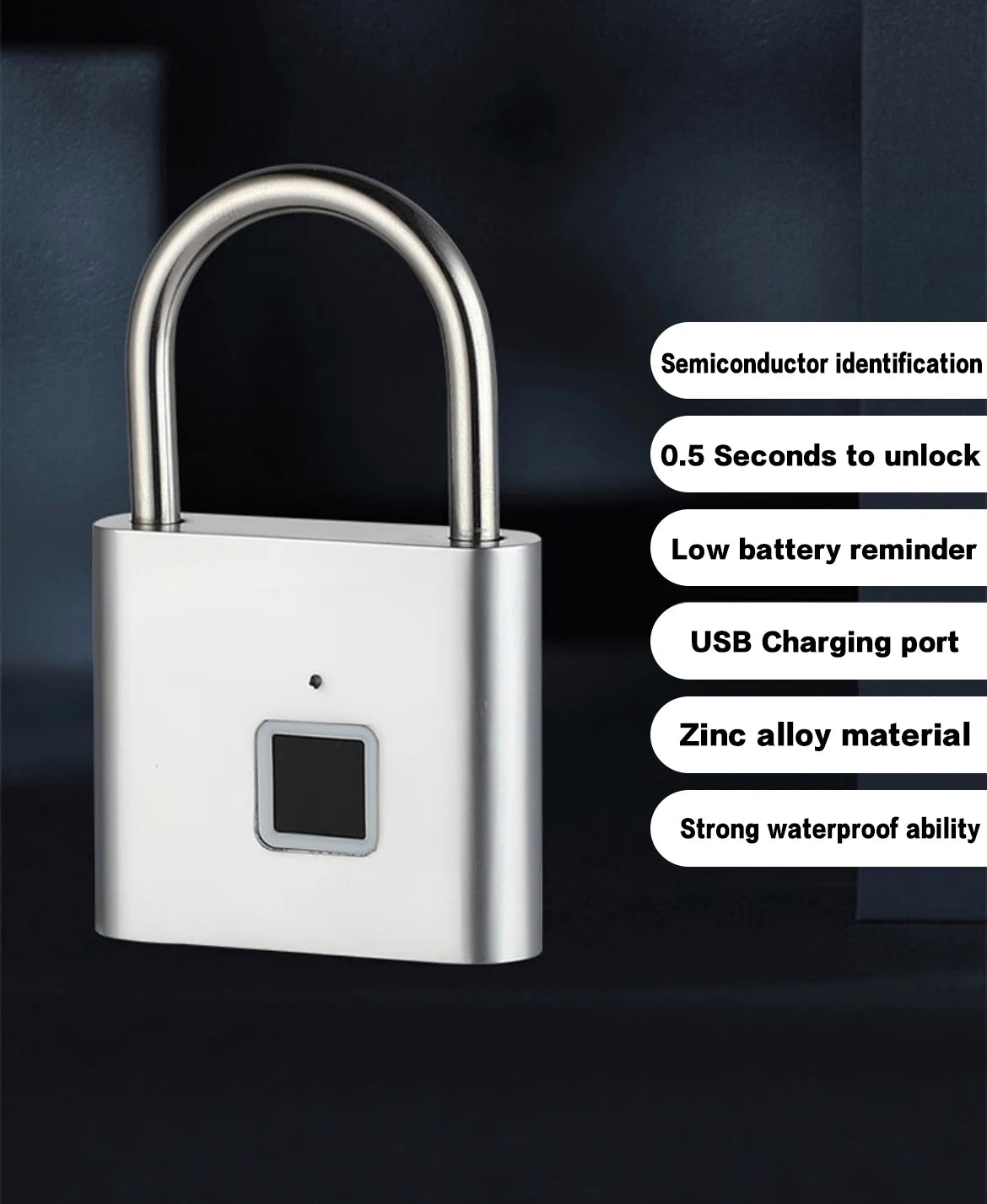 Smart Fingerprint Padlock for Indoor & Outdoor