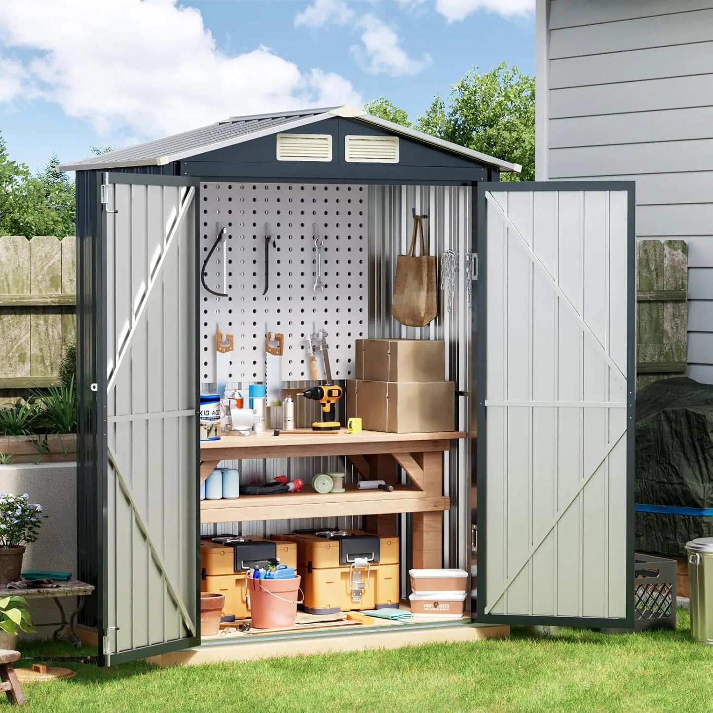 5x3 ft Metal Outdoor Storage Shed