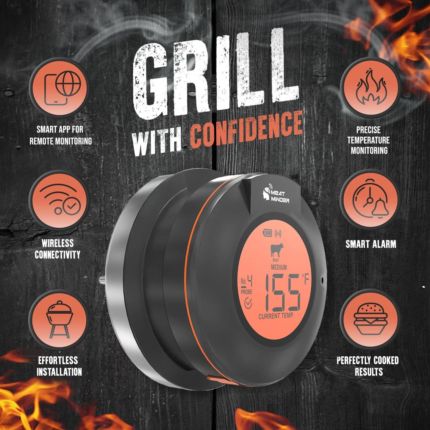 Smart Bluetooth BBQ Thermometer | 4-Probe Wireless Grill Sensor