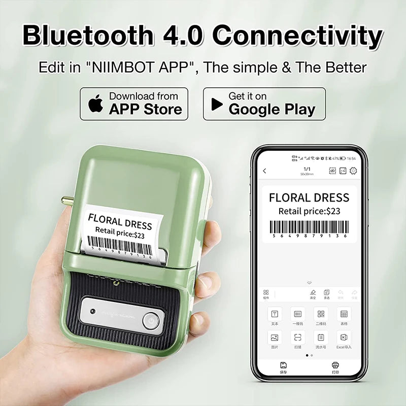 NiiMbot B21 Bluetooth Label Maker with Extra Rolls