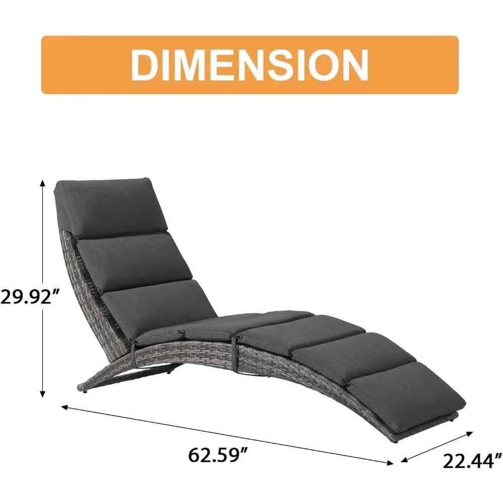 Foldable Rattan Chaise Lounge Chair