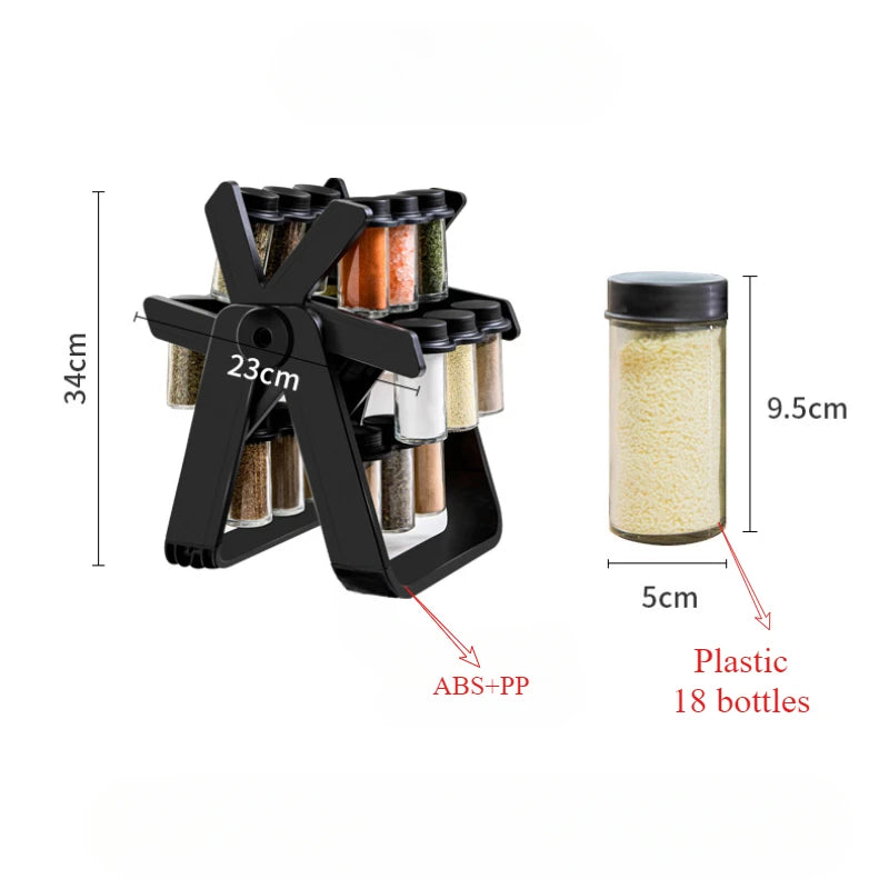 Rotating Spice Rack with 12 Bottles