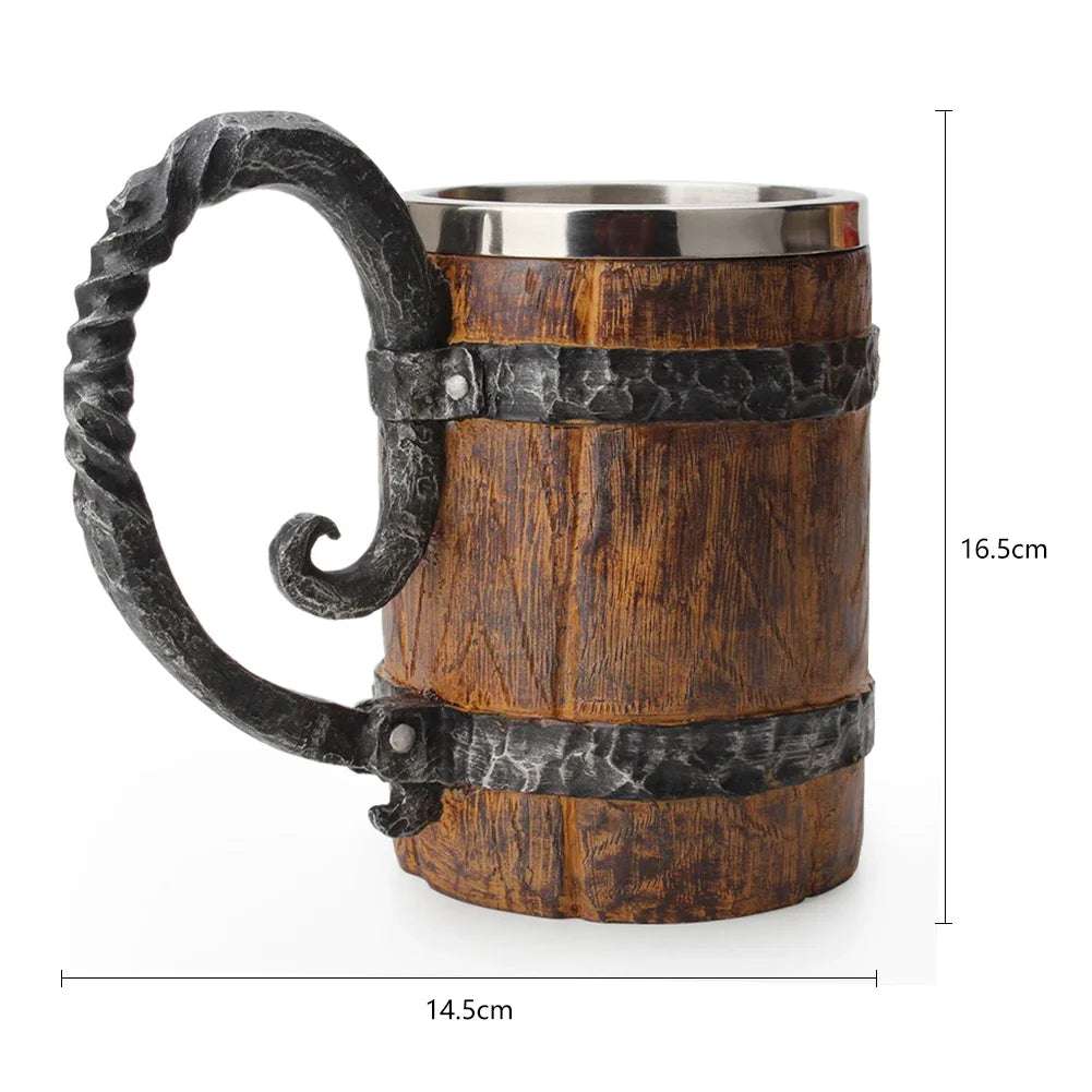 500ml Viking Style Wooden Insulated Mug