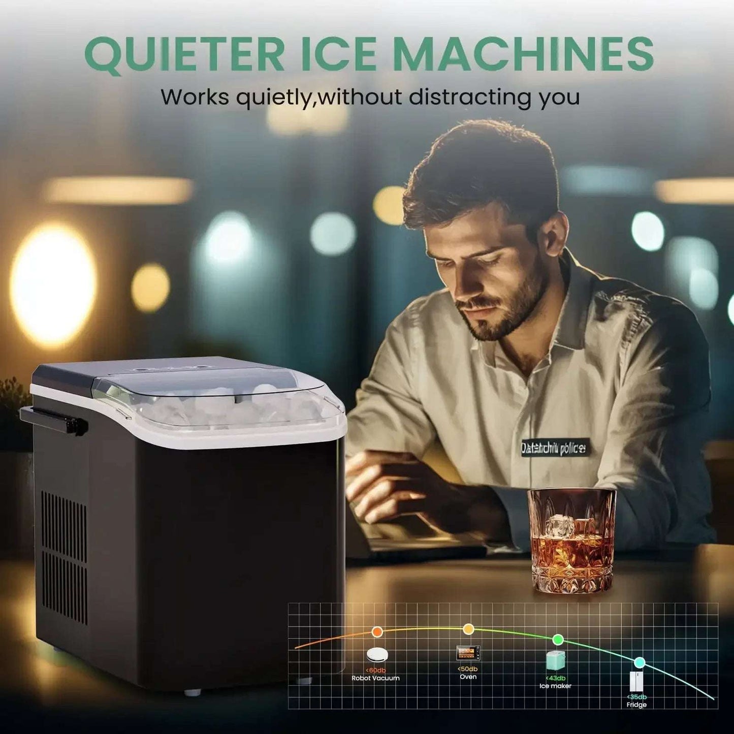 Countertop Self-Cleaning Ice Maker with Handle
