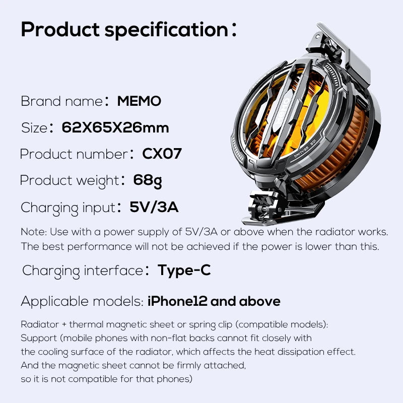 CX07 CX08 Pro Magnetic RGB Phone Cooler