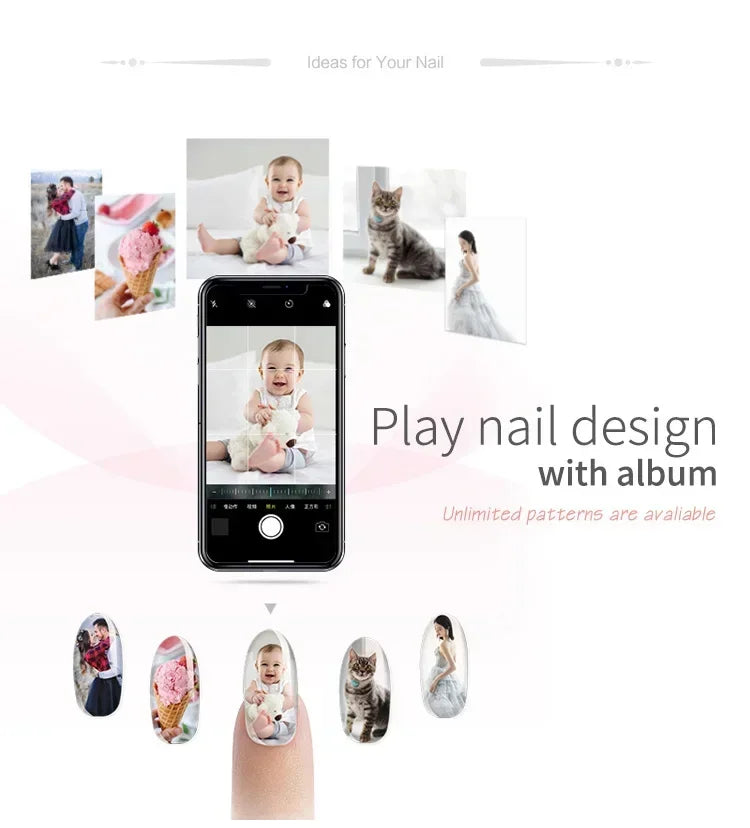 Smart 2400dpi Portable 3D Nail Printer