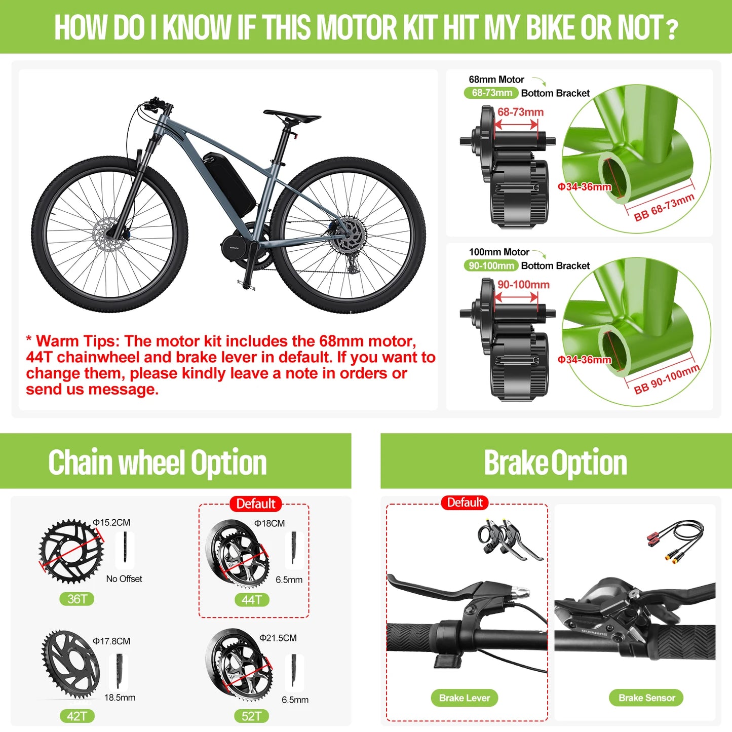 48V 750W Mid Drive Ebike Conversion Kit