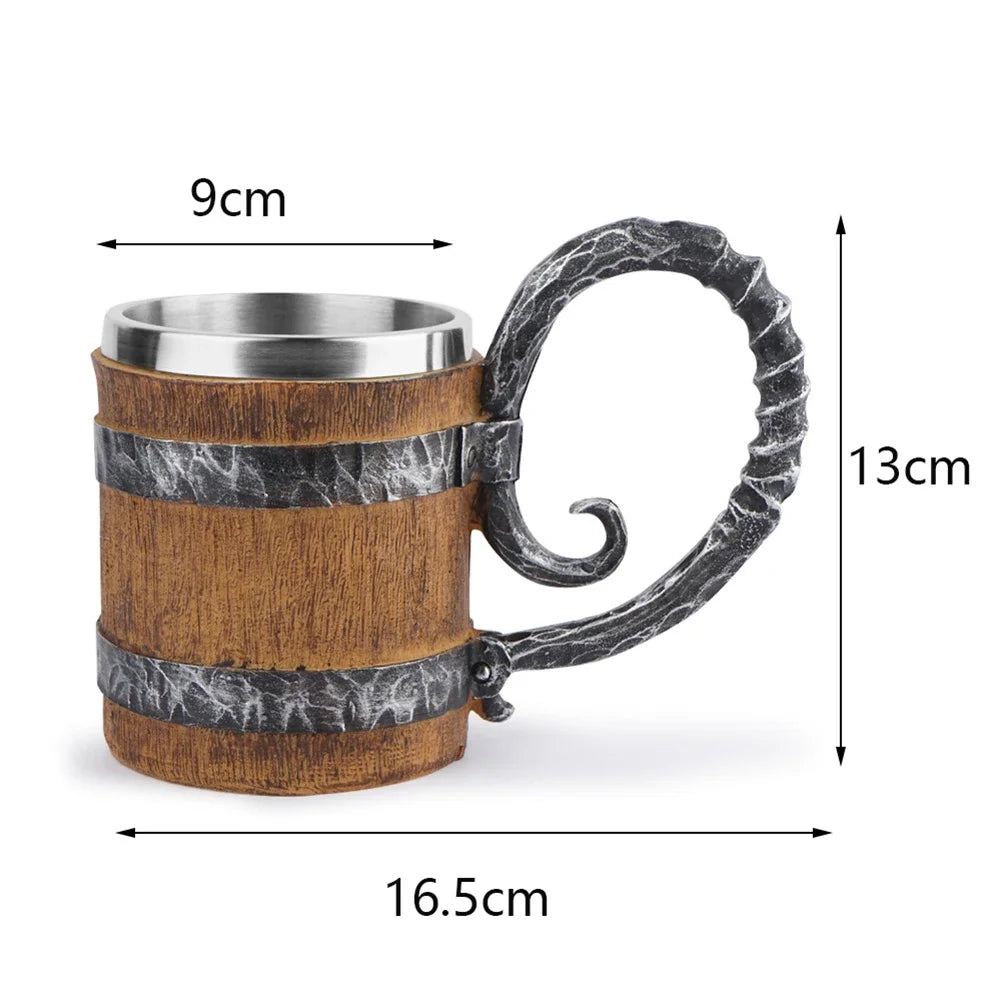 500ml Viking Style Wooden Insulated Mug