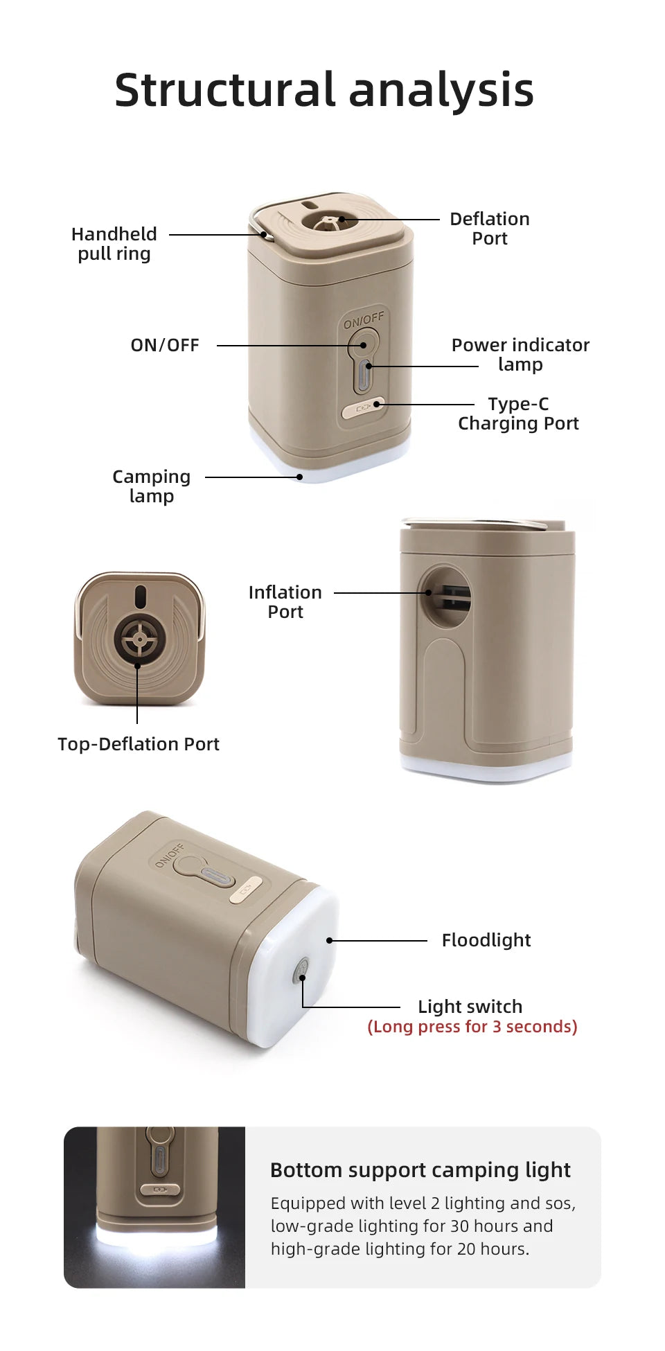 Camping Electric Air Pump with Light