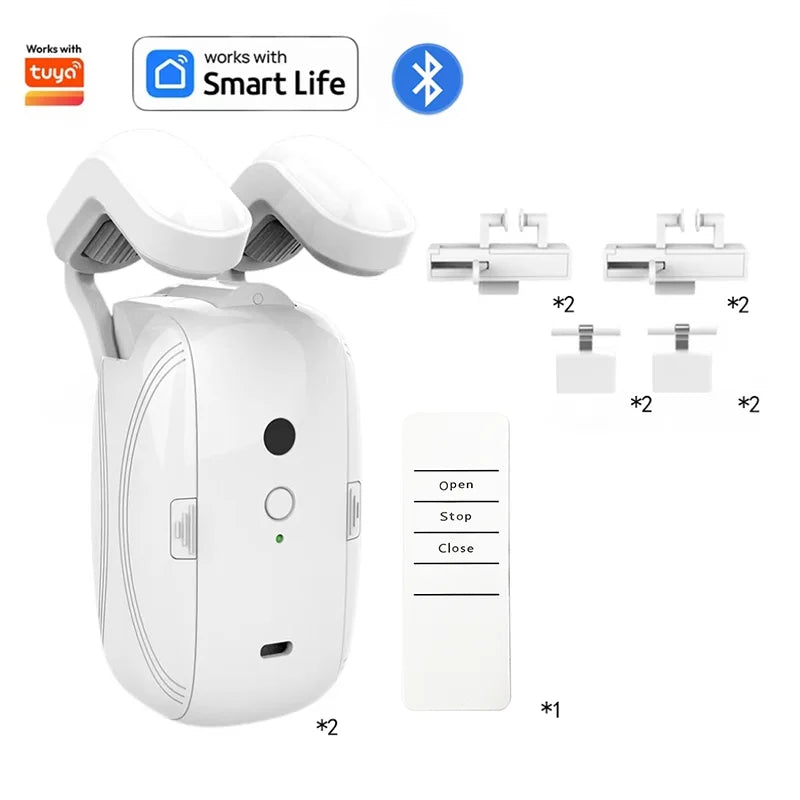 WiFi & Bluetooth Smart Curtain Opener with Remote & App Control