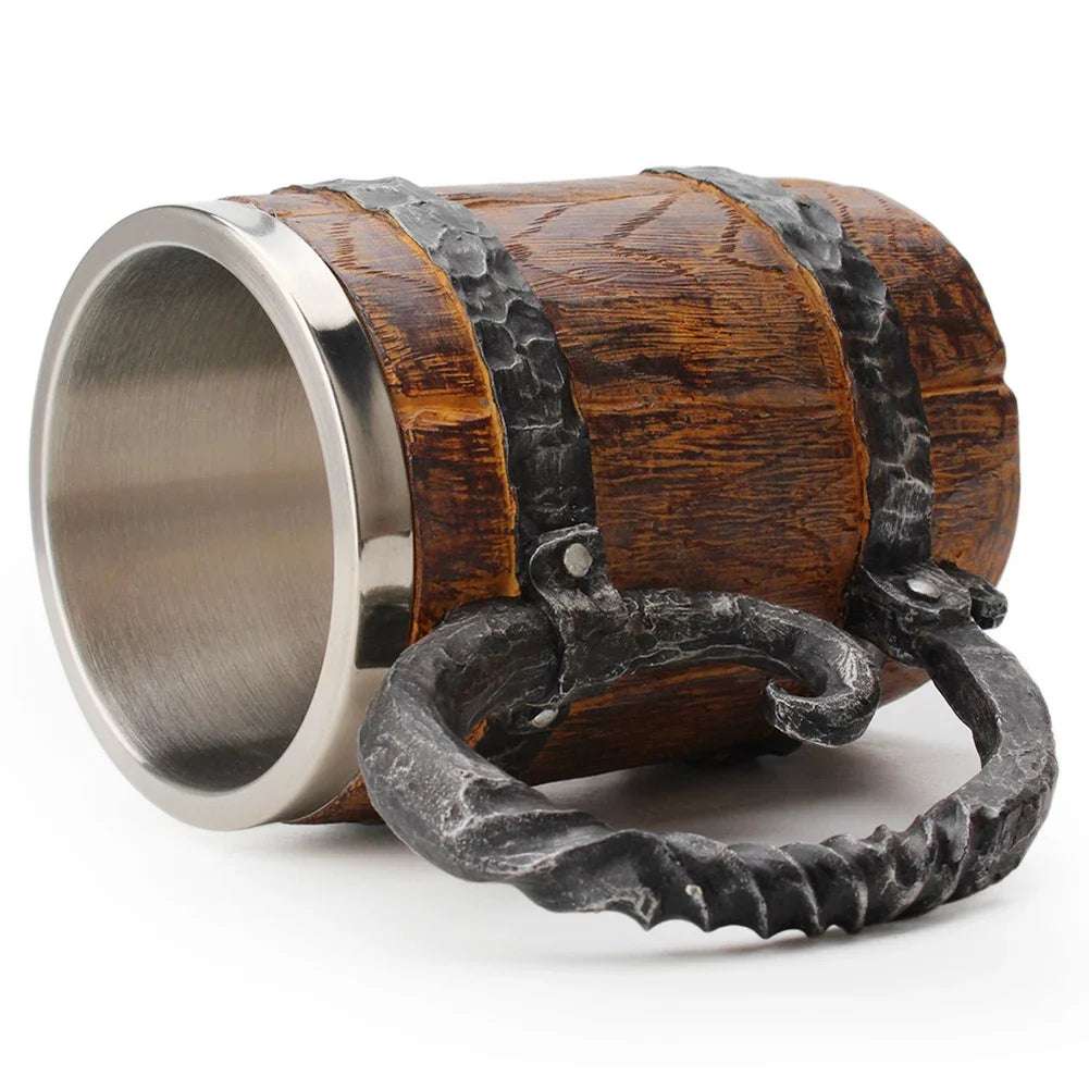 500ml Viking Style Wooden Insulated Mug
