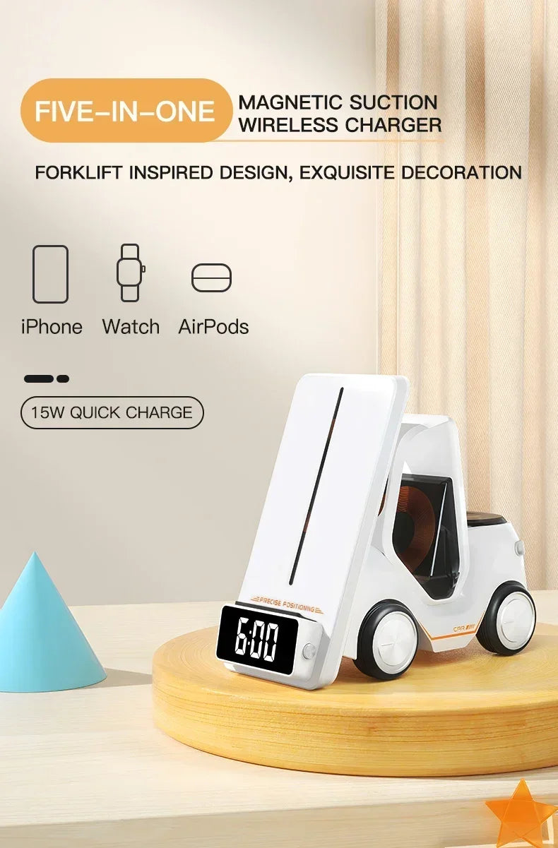 5-in-1 Wireless Charging Station Clock