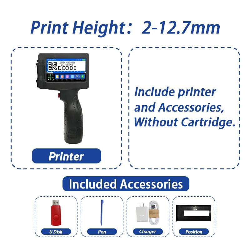 Handheld Inkjet Printer – 600DPI Portable Label Gun