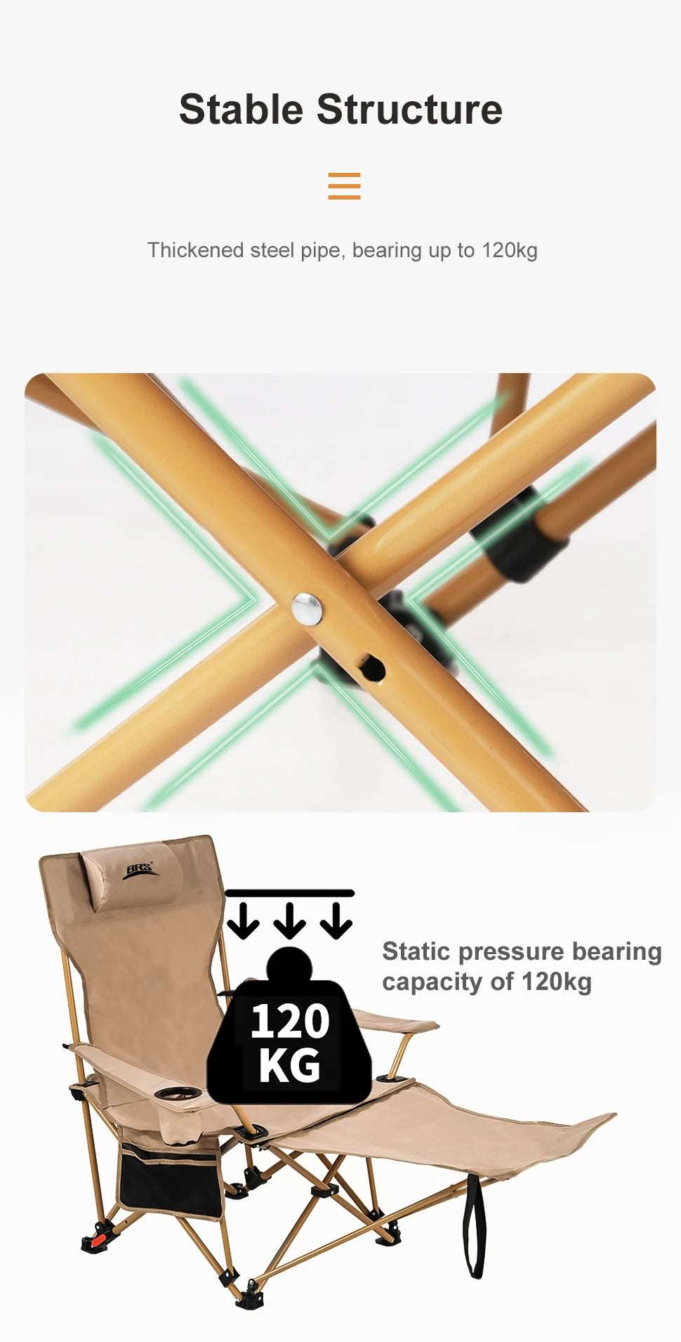 2-in-1 Adjustable Camping Recliner Chair