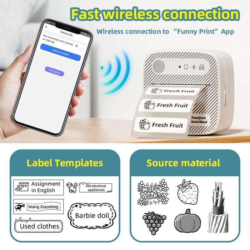 Mini Wireless Thermal Printer – Inkless Pocket Sticker Printer