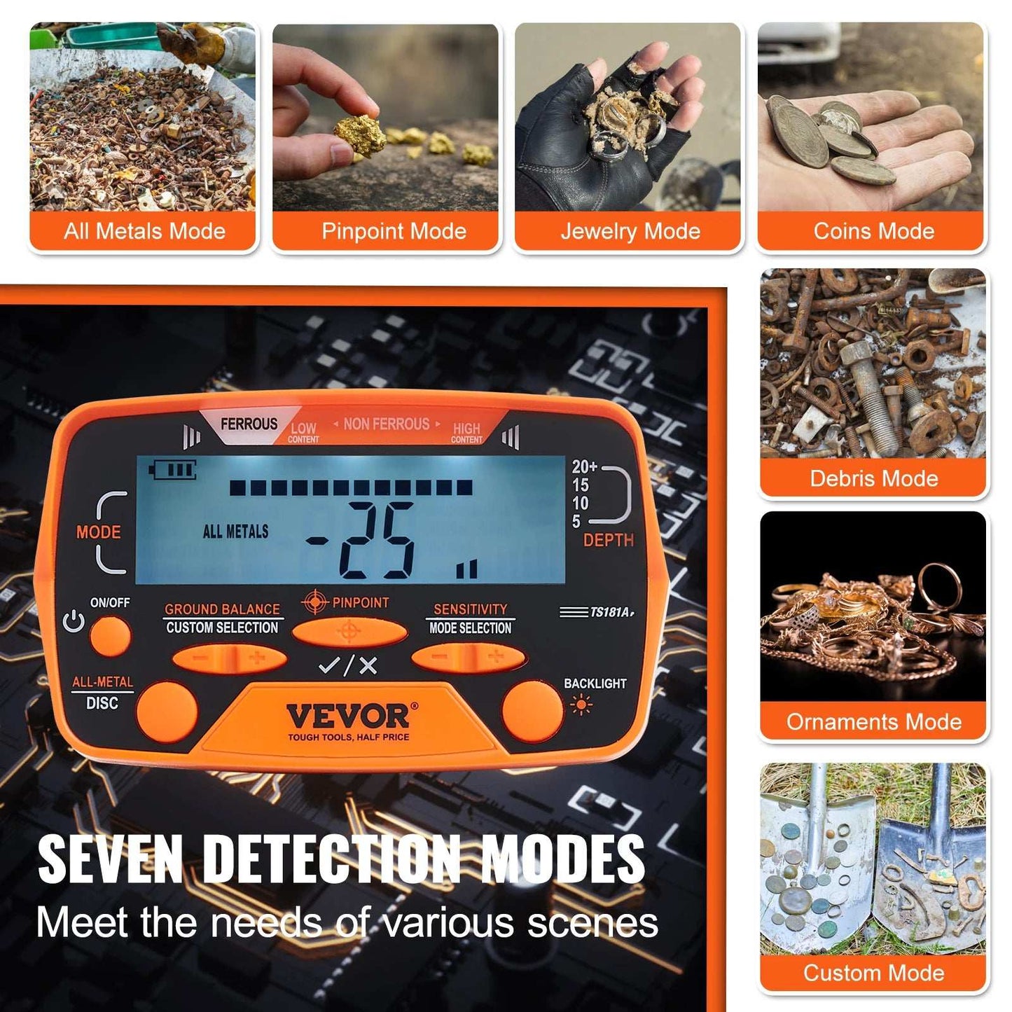 Portable Metal Detector with Adjustable Stem