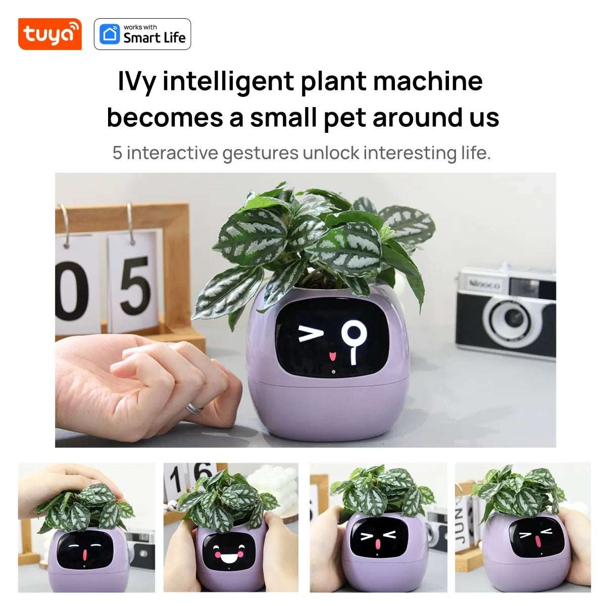 Smart Emoji Plant Pot – AI Interactive Flowerpot