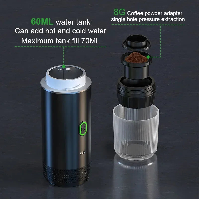Portable 20-Bar Espresso Maker for Home Travel Camping