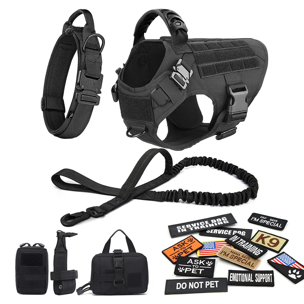 Camouflage Tactical Dog Harness with Leash Set