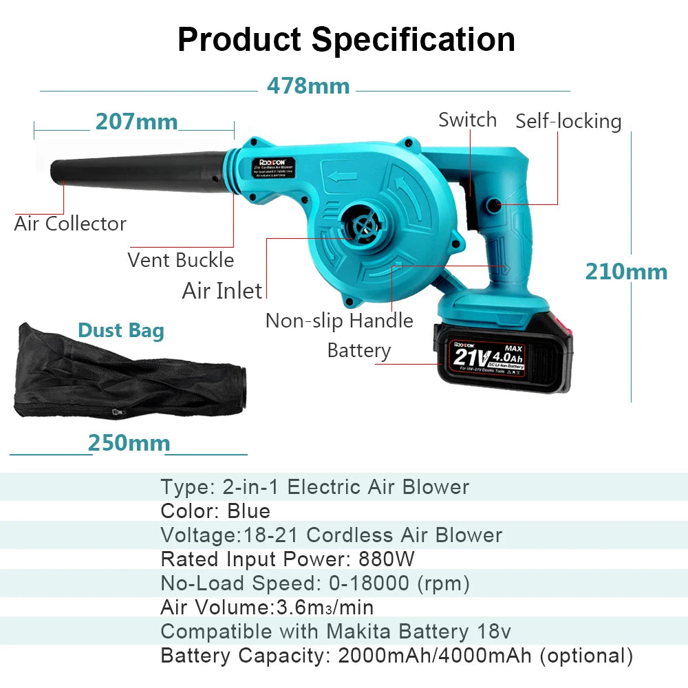 Cordless 2-in-1 Electric Blower & Vacuum