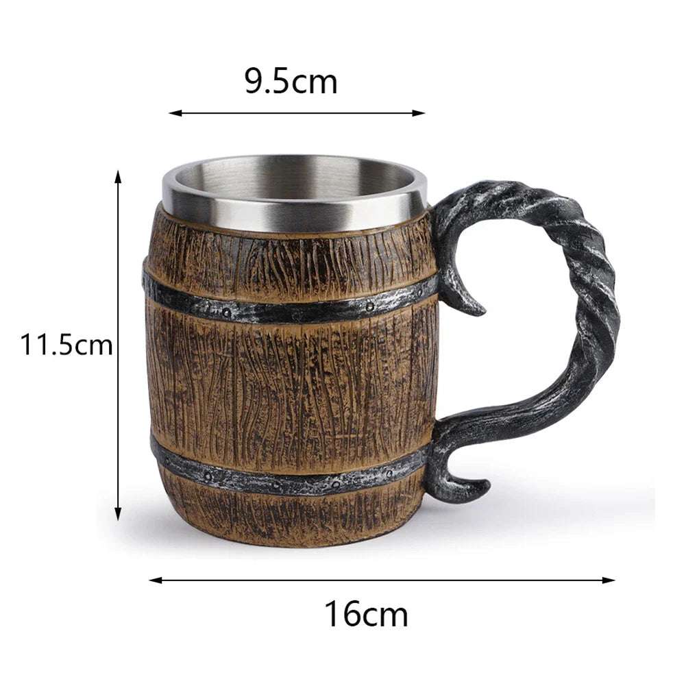 500ml Viking Style Wooden Insulated Mug