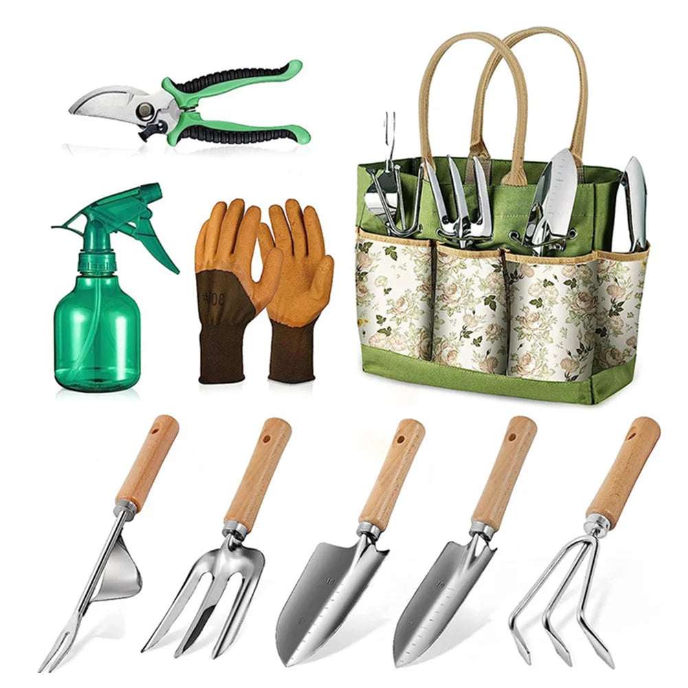 9PCS Garden Tool Set with Tote Bag
