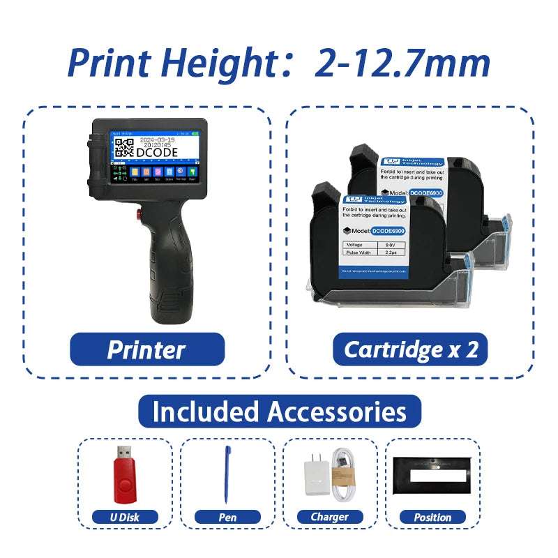Handheld Inkjet Printer – 600DPI Portable Label Gun