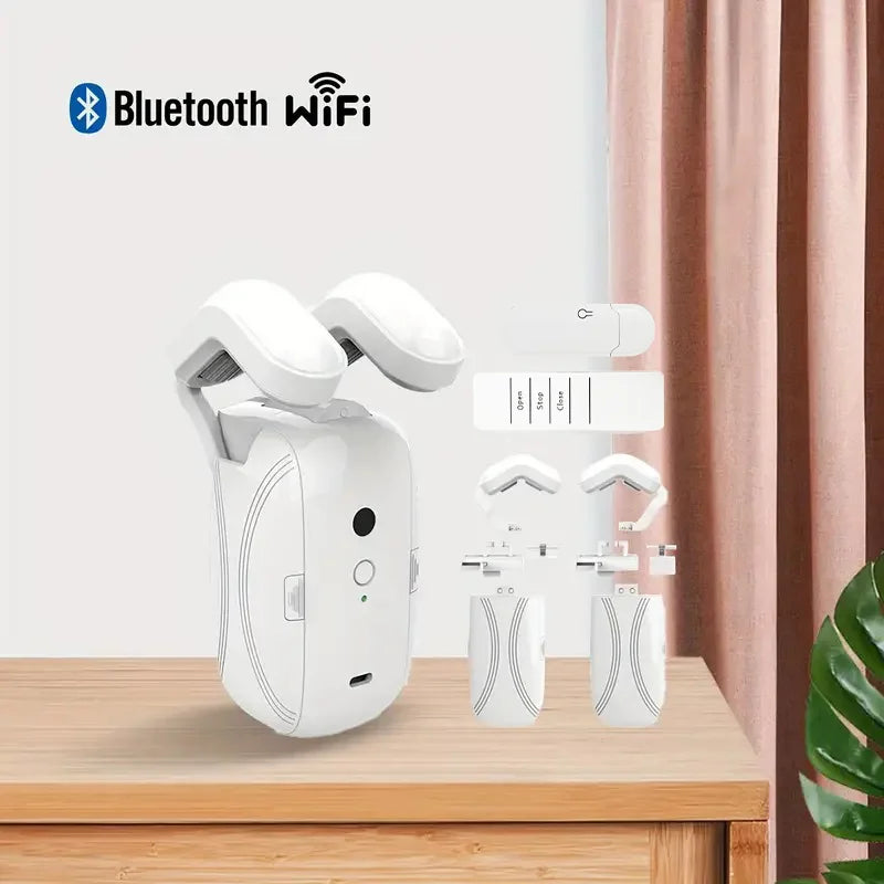 WiFi & Bluetooth Smart Curtain Opener with Remote & App Control