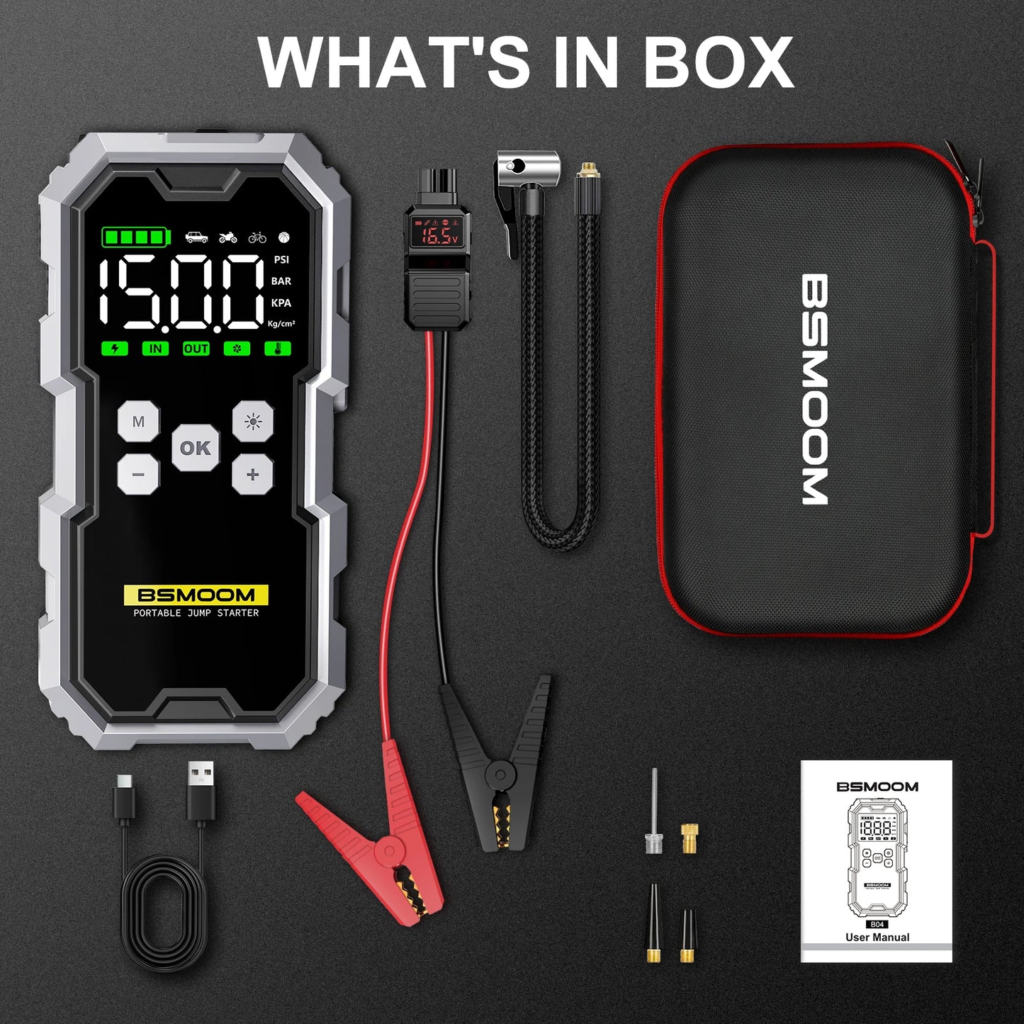 BSMOOM Car Jump Starter with Air Pump – 21800mAh/26800mAh