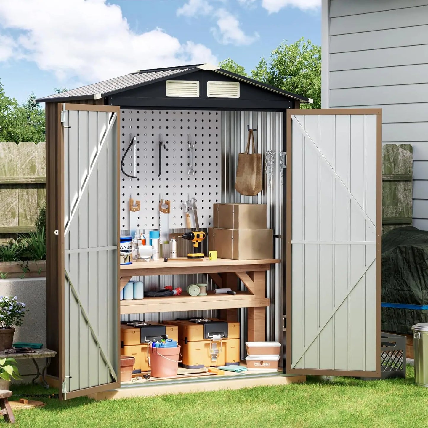 5x3 ft Metal Outdoor Storage Shed