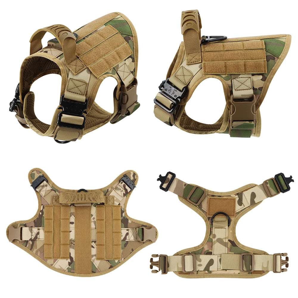 Camouflage Tactical Dog Harness with Leash Set