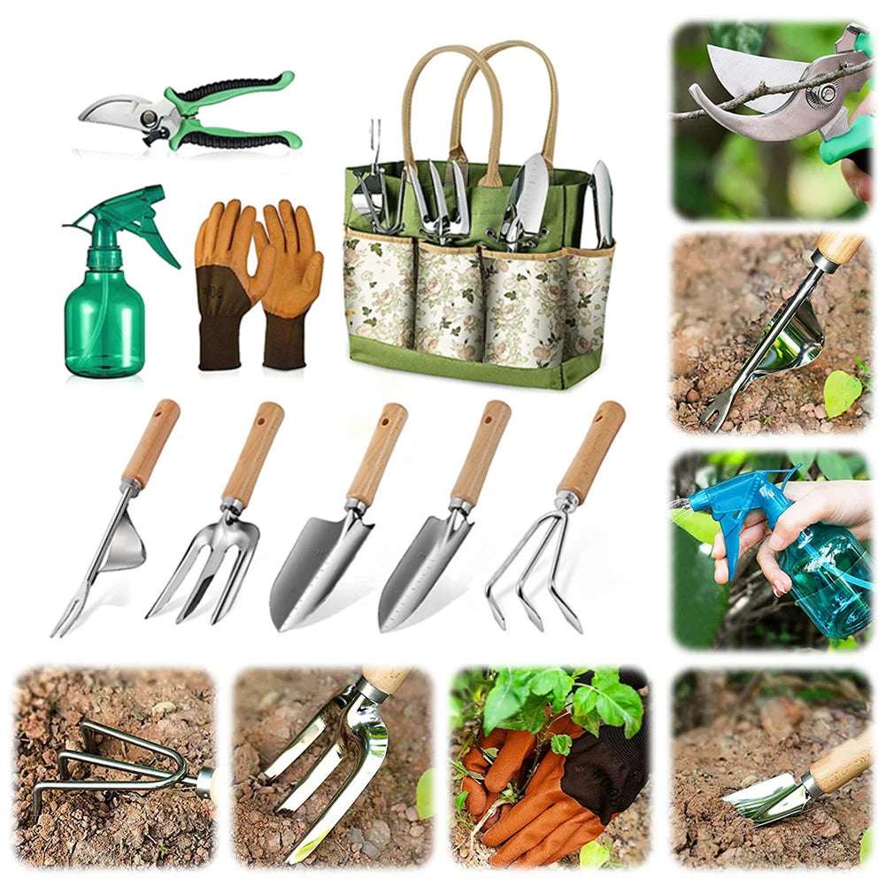9PCS Garden Tool Set with Tote Bag